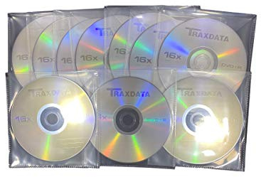 10 discos grabables DVD+R de grado profesional en fundas de plástico