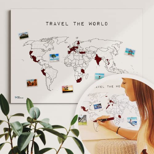 Die SCRATCH MAP Alternative! Nachhaltig, ultralanglebig, made in Germany - TRAVEL THE WORLD #2 - Weltkarte Reiserinnerung, Weltkarte zum rubbeln ist out - Leinwandposter (gerollt) 60x40cm