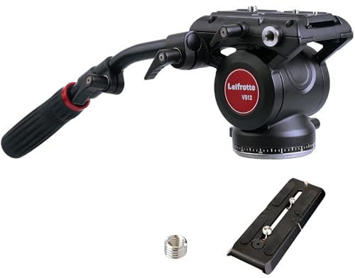 Leifrotto VS12 Fluid Head per fotocamera DSLR, con due piastra a sgancio rapido da 12 cm e 14 cm, carico massimo 11,8 kg, per treppiedi monopiedi Slider Connection