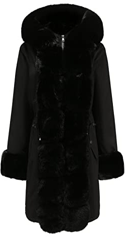 XUNRYAN Womens Faux-Fur Coats Winter Warm Jackets Long Sleeve Zip Up Hoodies Faux-Fur Front and Hood Anorak Parka Overcoats
