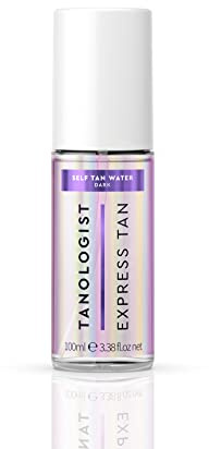 Tanologist Mini Self Tan Water Dark, Clear, Travel Size Tanning Mist, Streak-Free, Natural Bronze Glow, No Fake Tan Smell, Skincare Infused, Lightweight, Dermatologist Tested,100ml