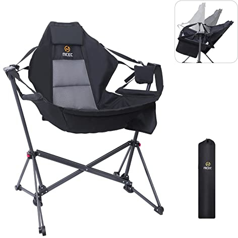 Nice C Hammock Camping Chair, Outdoor Camping Chair Rocker, Portable Swinging Sports Chair, High Back with Stand, Cup Holder, Side Pocket, Heavy Duty, Sport (1-Pack)