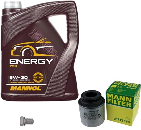 EISENFELS Filter Set Inspektionspaket erstellt mit 5 L Motoröl MANNOL Energy 5W-30, MANN-FILTER Ölfilter, Verschlussschraube