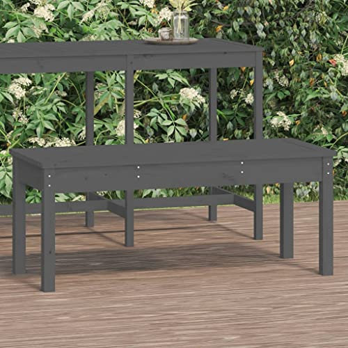ZEYUAN Gartenbank Grau 109x44x45 cm Massivholz Kiefer Terrassenmöbel, Wetterfeste Bank, Outdoor Bank, Parkbank, Garten Banken, Deko Bank, Gartenmöbel - 824006