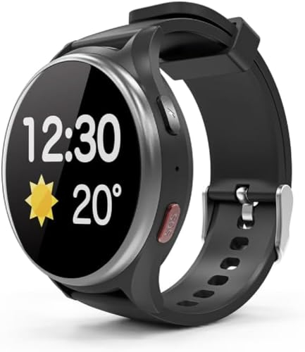 Emporia emporiaWATCH-LTE, Smartwatch für Herren & Damen, Fitnessuhr, Sportuhr, Telefonfunktion, Schrittzähler, Wecker, Wetterbericht, Notruffunktion, Schwarz, Beige