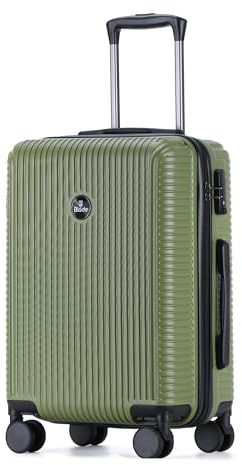 Blade Hartschalen Koffer Mittelgroß - Trolley Leichter Reisekoffer Handgepäck aus ABS mit TSA Schloss - 4 Spinnräder Koffer - Rollkoffer (Grün-L)