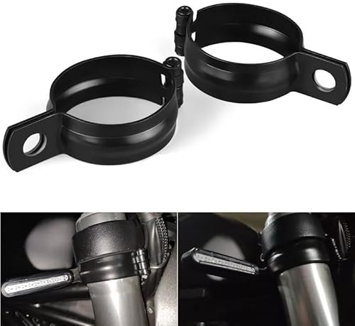 ZYTC 1-Paar Universal Motorrad Blinker Mount Halterung 1.3in-1.6in Blinker Blinker Licht Lampe Feste Montage Halterungen Klemmenhalter Unterstützung Vordergabel für Harley (schwarz)
