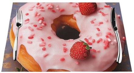 Tovagliette all'americana in tessuto a forma di ciambella, resistenti al calore e all'olio, antiscivolo, lavabili, adatte per cucina, ristorante, feste, decorazioni natalizie (30 x 45 cm)