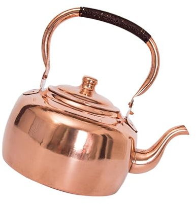F Fityle Teekessel, Heißwasserkessel aus Kupfer mit ergonomischem Griff, Kupferkessel, Teekanne für Gasherde, Herd, kochendes Wasser, 3L