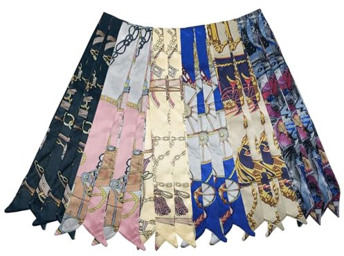 FUIPVGI Seidenschal - Damen Skinny Schal mit Griff, Wickelband und Satinriemen - Mehrfarbig
