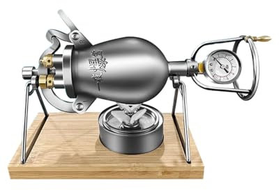 ENHEN Palomitero Máquina para Hacer Palomitas de Maíz Antigua, Máquina para Hacer Palomitas de Maíz China con Válvula de Doble Presión y Base de Madera, Cañón de Aire Caliente para Palomitas de Maíz