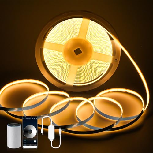 Aurevita Strisce LED Cob, Strisce Luminose LED WiFi Bianco Caldo, Compatibili con App Intelligente, Dimmerabili, Senza Punti, Tagliabili, 3200 LEDs CRI90+ a Risparmio Energetico. (10m WIFI)