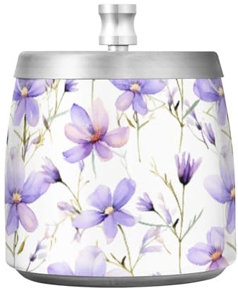 Posacenere viola Wildflowers1 con coperchio, in acciaio inox, senza fumo, inodore, antivento, per patio, casa, ufficio, tavolo all'aperto