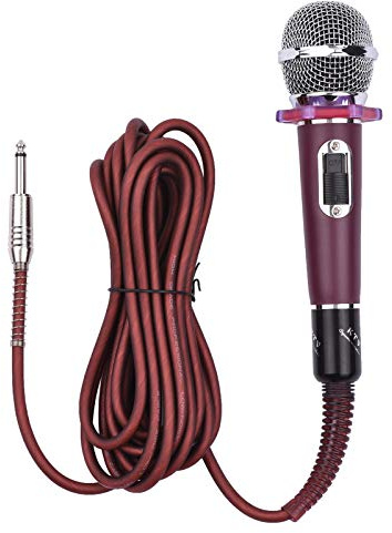 Tbest Microfono Cablato, Microfono Dinamico Cavo Cablato 4, 5 Mt da 6, 35 Mm Plug per Musica Che Canta Karaoke Stage Live Performance