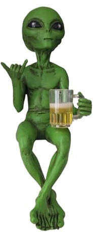 Estatua de alienígena, figura de cerveza, divertida resina coleccionable para hogar o jardín, adorno humorístico de escritorio para estante de dormitorio, decoración de exterior con atractivo de