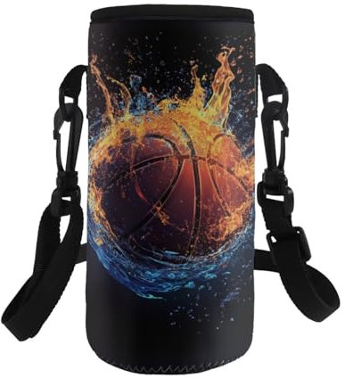 Dolyues Sac à bouteille isotherme bleu pour femme de 1 L pour le travail et le yoga - Housse de bouteille d'eau en polyester durable (Becherhalter) 9,7 x 25,9 cm