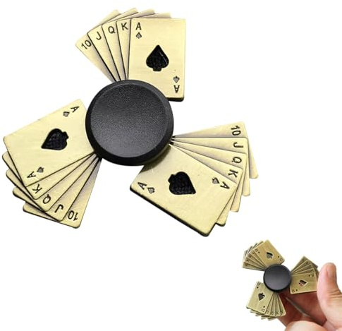 KYLOS Fidget Spinner Metall Finger Spinner Edelstahl - Antik Bronze Poker Ace Design - Hochwertiges Anti-Stress Spielzeug Mit Kugellager Für Erwachsene & Kinder - 2-5 Min Laufzeit - Edc Geschenk