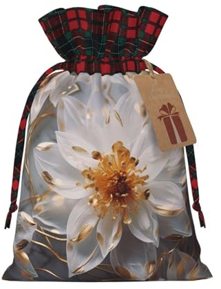 Gigli bordati con oro stampato vacanza coulisse borsa 21,1 x 30 cm sacchetto regalo decorazione festa di Natale