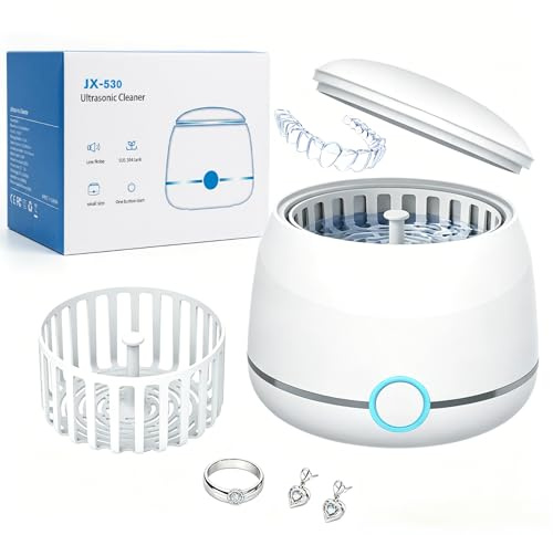 U-VKK Ultrasonic Retainer Cleaner, 45 KHz high-Frequency Retainer Cleaner with Two Modes, Suitable for Orthodontic appliances, Braces, dentures, Toothbrush Heads, Jewelry, etc