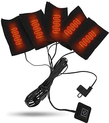 GEERYZHE USB Heizmatte, Fünf Heizkissen Pads | USB Elektrische Tuch Heizung, 3 Gänge Heizung Elektrische Wärmepads Element Einstellbare Temperatur, Powerbank Heizdecke