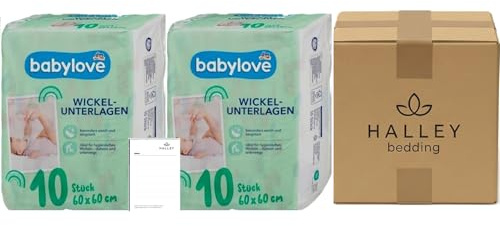 Halley Bedding Bundle: Babylove Wickelunterlagen 20 Stk + Notizblock | 2er-Pack (insgesamt 20 Stück). Hygienisch, saugstark & ideal für unterwegs. Hautfreundlich & praktisch für den Alltag