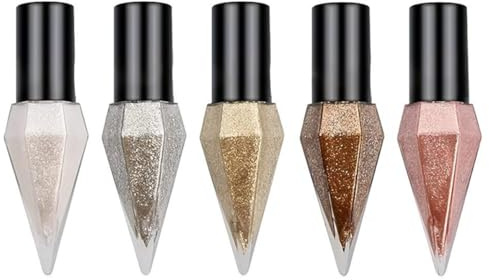 YOFDAL 5 Pezzi 5 colori Liquid Glitter Shiny Eye Liner High Pigment Shimmer Sparkling Eyeliner Colorato Perlescente Trucco per occhi a lunga durata