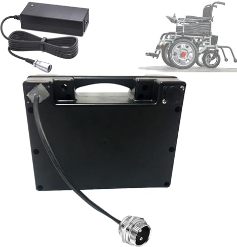 SSCYHT Lithium Battery 24V 20Ah 6Ah 12Ah 25Ah 18Ah Replacement Battery 24V Electric Wheelchair Batteries 10Ah Li-ion Batteries with Charger for 100W - 1200W Motor,24V30Ah GX20 Male 193mm