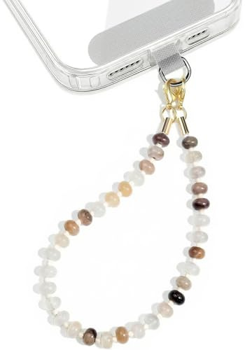 YXSIAST Phone Charm,Natural Stone Beaded Healing Phone Wrist Strap with Tether Tab,Hands-Free Wristlet Strap Lanyard