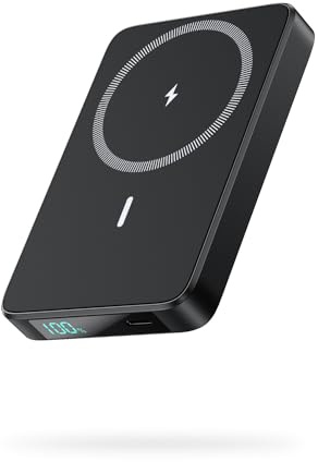 HETP Batterie Externe Magnétique sans Fil 10800mAh, PD 20W Charge Rapide Power Bank avec USB-C Entrée & Sortie écran LED Chargeur Portable Compatible avec MagSafe, iPhone 17/16/15/14/13/12 Serie-Noir
