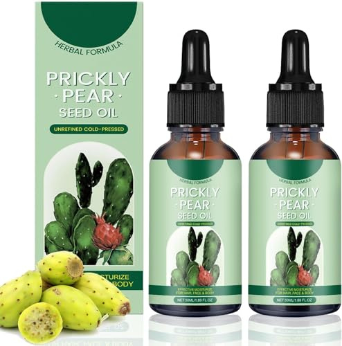 Huile De Pépin De Figue De Barbarie Bio, Huile De Figue De Barbarie, Pressée à Froid, Anti-âge, Diminue Rides, Cernes Et Poches, Raffermissant Et Hydratant, Pour Visage, Cheveux Et Corps, 30ml (2P)