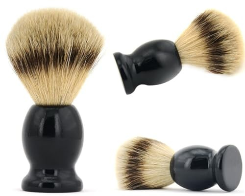 Housoutil Set da Barba Pennello in Peli di Tasso Nero, Leggero e Facile da Pulire, Supporto e Ciotola, per Uso Domestico