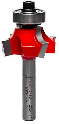Freud Quadra-Cut Radius Rounding Over Bit with Perma-Shield Coating for Flawless Finish - 4 Cutters, 1/4 Shank Dia., 1/4 Radius, 2-3/16 Length - 34-110
