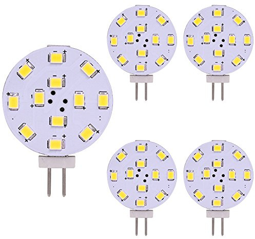 Weixuan Lampadina LED G4, equivalente a 35 Watt, disco LED bi-pin, pin laterale JC, 12 V-24 V AC/DC Low Volt, CRI> 85, 350 lumen, confezione 5 (warmwhite)