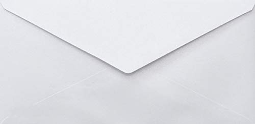 Netuno 100 Umschläge Perl-Weiß DIN Lang 110 x 220 mm 110 g Sirio Pearl White Perlmutt-Papier Kuverts metallic Brief-Umschläge Weiß Perlglanz Briefhüllen glänzend für Hochzeits-Karten Geschenk-Karten