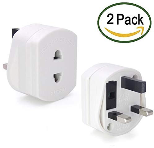 [2 Pack] Heavy Duty UK 1A Fuse Toothbrush Adaptor Plug UK Electric Shaver Razor Adaptor 2 Pin To 3 Pin Toothbrush Plug Socket Converter
