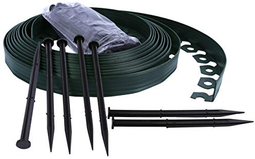 Bordo da Giardino in plastica, 4cm di Altezza - Verde 50 Metri + 150 Chiodi di Fissaggio