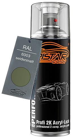 TRISTARcolor RAL 6003 Olivgrün seidenmatt 2K Acryl Spraydose Sprühdose Spritzlack Sprühlack 400 ml schnelltrocknend
