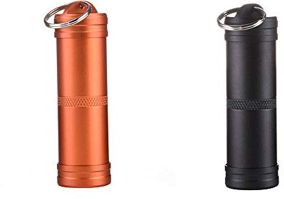 Pill Box Key Ring 3 Colours Mini Capsule Pill Box Metal Pill Box Pill Box Key Ring Mini Waterproof Aluminium Orange + Black
