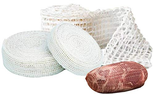 5m Cotton Meat Netting Elastic Smoked Meat Poultry Ham Netting Meat Butcher Twine Net Roll Wrapping Net Meat Tying Roll for Meat Cooking Meat Sausage Making,Size 16