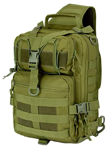 JupiterGear Tactical Military Sling Backpack 15L Shoulder Bag Molle Outdoor Daypack Backpack with Adjustable Strap, Army Green, M, Daypack Backpacks