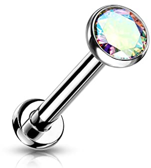 Paula & Fritz® Push-In Labret Piercing Kugel Zirkonia Titan-IUM Grade 23 Piercing Set 0,8-mm 1-mm 1,2-mm Stab-Dicke Madonna Medusa Monroe Helix Tragus