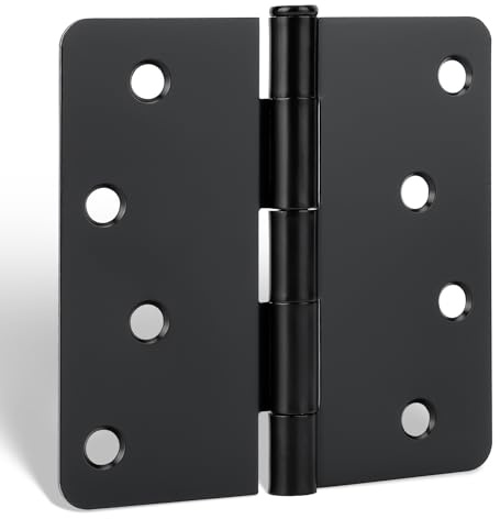 goldenwarm Door Hinges Interior & Exterior Door Hinge 3Pack 4 Inch Black Door Hinges Rounded Hinge Black Matte 4 X 4 with 1/4'' Radius Corners