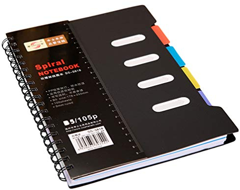 Toyvian Klassisches Spiral Notizbuch, Mit Trennblättern A5 Mit 105 Seiten Vielseitig Büro Und Reisen Notizen Tagebuch Und Skizzen Langlebige Plastikhülle Praktische Für Studenten Und Freunde Aufgaben