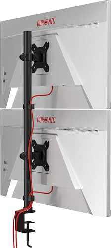 Duronic Monitor Stand Monitor Arms Desk Mount for Height Adjustable Vertical Monitor Mounts with VESA 75 100 Monitor Riser Home Office (Tall Vertical Dual Monitor Arm Desk Mount)