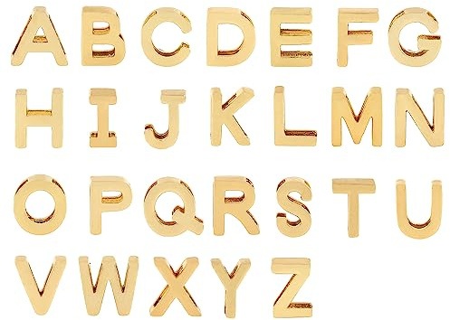 Feqosuk 26pcs 18k Gold Filled Letter Charms,Initial Charms,Letter Pendants for DIY Bracelet Necklace Jewelry Making (letter style 2)