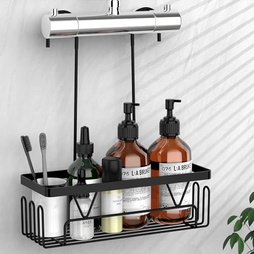 KEGII Shower Caddy Hanging, Bathroom Shower Storage with Hanger, Black | Shower Shelf Hanging Hooks, Shower Tidy, Organiser Accessories