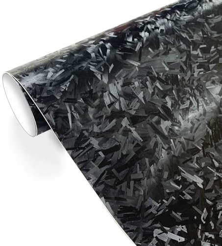 CompraFun Forged Carbon Folie - Selbstklebende Vinyl Auto Folierung, Blasenfrei für DIY Dekoration Motorrad Fahrrad Lackschutzfolien (Schwarz, 30 x 150CM)