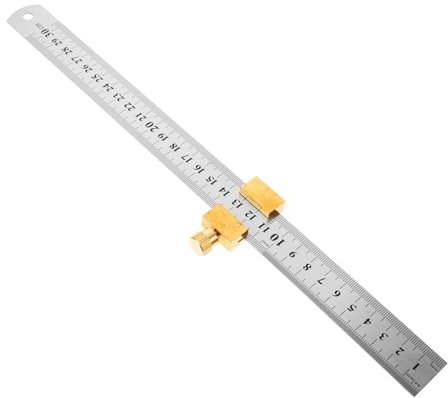 jojofuny 2 Sätze Stahl Lineal Begrenzung Block Manuelles Messwerkzeug Holzbearbeitung Lineal Aus Edelstahl Nützliches Messgerät Werkzeuge Lineal Metall Stopper Messing Rostfreier Stahl