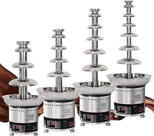 Commercial Chocolate Fondue With Automatic Temperature Control, Large Stainless Steel Hot Cheese Fondue Tower, Waterfall Machine For Party Restaurant Wedding Buffet Equipment(Size:6 Tier)