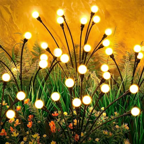 VIPNAJI Lampade Solari Lucciole, Luci Solari da Giardino, 4 Pezzi 10 Led Luci Solari Esterno, Luci Solari Giardino Esterno, Lucciole Solari da Giardino IP65 Impermeabile, per Il Patio Giardino